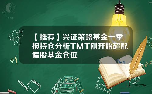 【推荐】兴证策略基金一季报持仓分析TMT刚开始超配偏股基金仓位