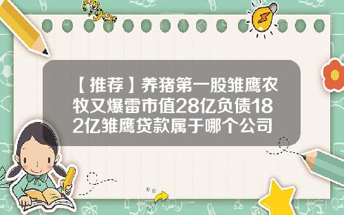 【推荐】养猪第一股雏鹰农牧又爆雷市值28亿负债182亿雏鹰贷款属于哪个公司