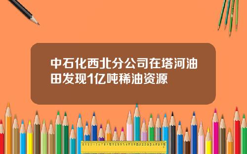 中石化西北分公司在塔河油田发现1亿吨稀油资源