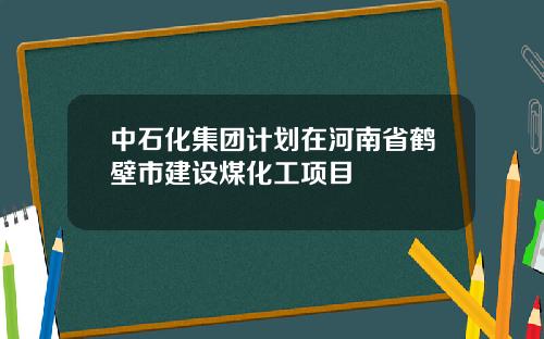 中石化集团计划在河南省鹤壁市建设煤化工项目