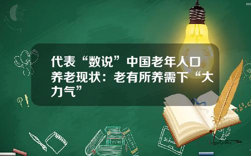 代表“数说”中国老年人口养老现状：老有所养需下“大力气”