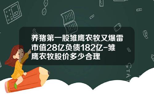 养猪第一股雏鹰农牧又爆雷市值28亿负债182亿-雏鹰农牧股价多少合理