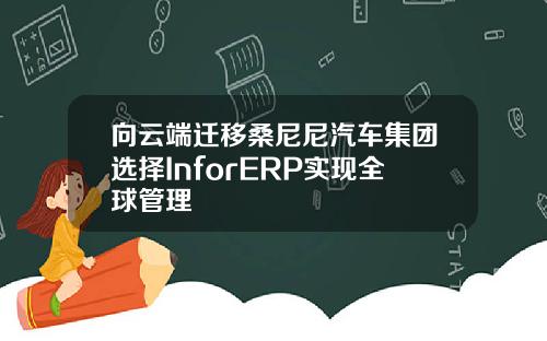 向云端迁移桑尼尼汽车集团选择InforERP实现全球管理