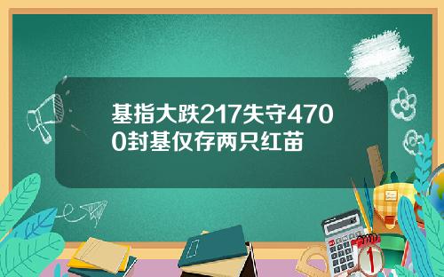 基指大跌217失守4700封基仅存两只红苗