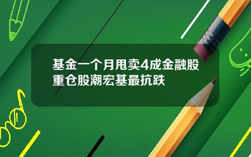基金一个月甩卖4成金融股重仓股潮宏基最抗跌