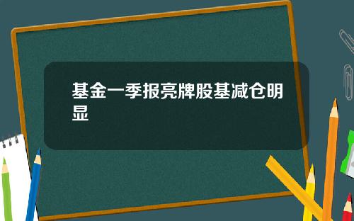 基金一季报亮牌股基减仓明显