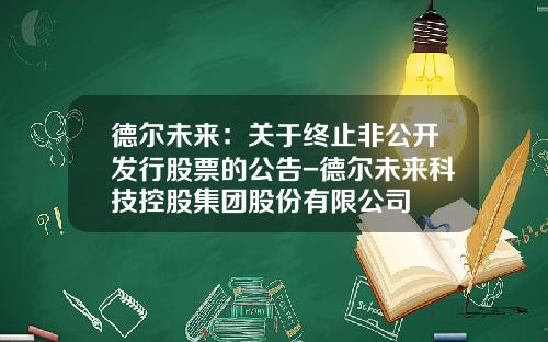 德尔未来：关于终止非公开发行股票的公告-德尔未来科技控股集团股份有限公司