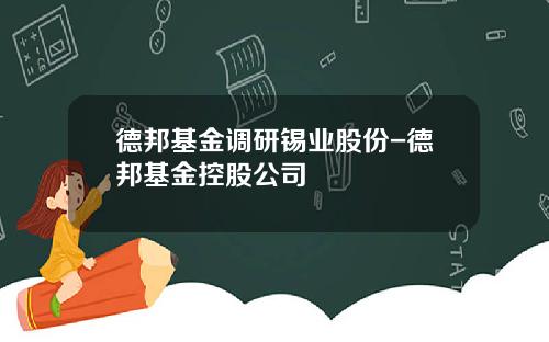 德邦基金调研锡业股份-德邦基金控股公司