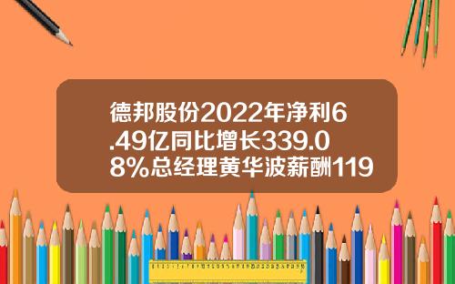德邦股份2022年净利6.49亿同比增长339.08%总经理黄华波薪酬119.38万-2013中国上市公司高管薪酬指数报告