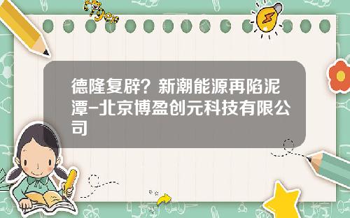 德隆复辟？新潮能源再陷泥潭-北京博盈创元科技有限公司