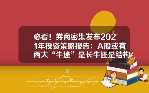 必看！券商密集发布2021年投资策略报告：A股或有两大“牛途”是长牛还是结构牛-西南证券建仓成本是多少