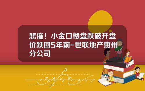 悲催！小金口楼盘跌破开盘价跌回5年前-世联地产惠州分公司