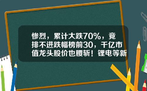 惨烈，累计大跌70%，竟排不进跌幅榜前30，千亿市值龙头股价也腰斩！锂电等新能源板块怎么了？-资讯网股票排行榜查询