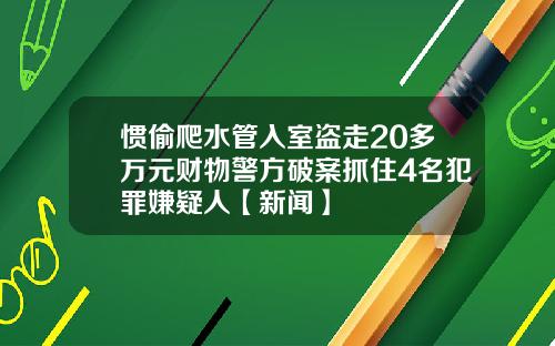 惯偷爬水管入室盗走20多万元财物警方破案抓住4名犯罪嫌疑人【新闻】