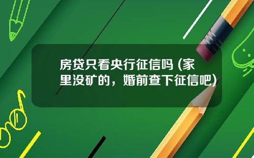 房贷只看央行征信吗 (家里没矿的，婚前查下征信吧)