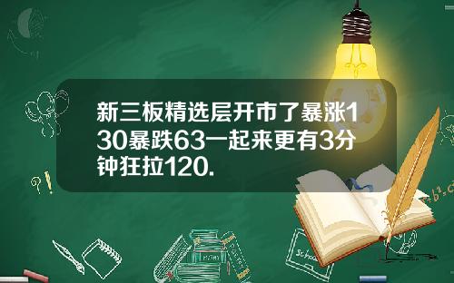 新三板精选层开市了暴涨130暴跌63一起来更有3分钟狂拉120.