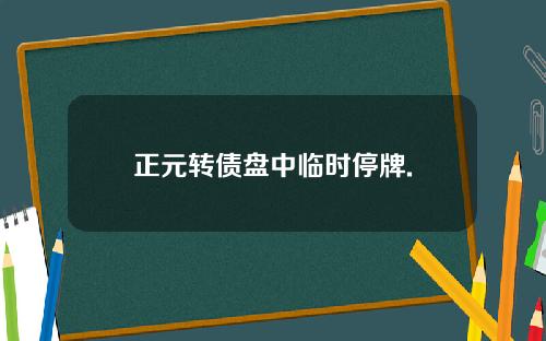 正元转债盘中临时停牌.