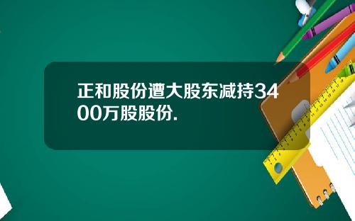 正和股份遭大股东减持3400万股股份.