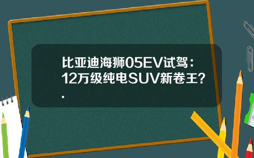 比亚迪海狮05EV试驾：12万级纯电SUV新卷王？.