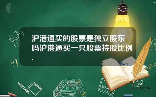沪港通买的股票是独立股东吗沪港通买一只股票持股比例.