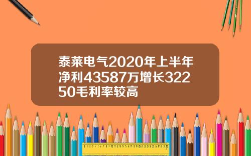 泰莱电气2020年上半年净利43587万增长32250毛利率较高