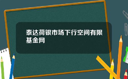 泰达荷银市场下行空间有限基金网
