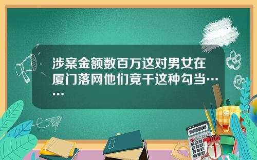 涉案金额数百万这对男女在厦门落网他们竟干这种勾当……