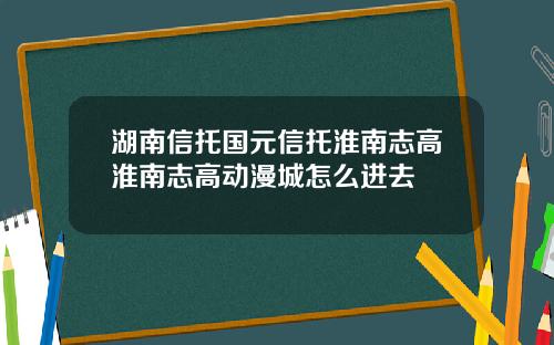 湖南信托国元信托淮南志高淮南志高动漫城怎么进去