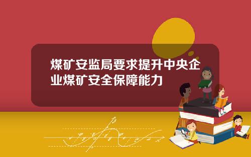 煤矿安监局要求提升中央企业煤矿安全保障能力