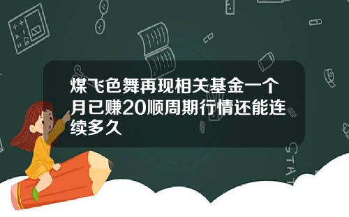 煤飞色舞再现相关基金一个月已赚20顺周期行情还能连续多久