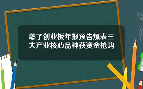 燃了创业板年报预告爆表三大产业核心品种获资金抢购