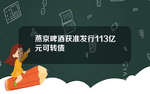 燕京啤酒获准发行113亿元可转债