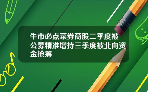 牛市必点菜券商股二季度被公募精准增持三季度被北向资金抢筹