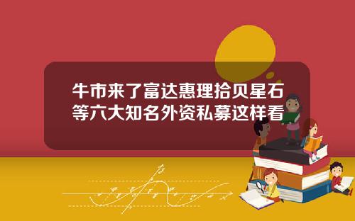牛市来了富达惠理拾贝星石等六大知名外资私募这样看