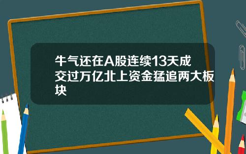 牛气还在A股连续13天成交过万亿北上资金猛追两大板块