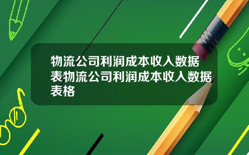 物流公司利润成本收入数据表物流公司利润成本收入数据表格