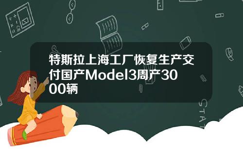 特斯拉上海工厂恢复生产交付国产Model3周产3000辆