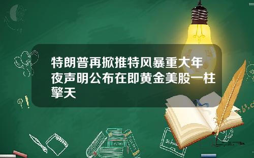 特朗普再掀推特风暴重大年夜声明公布在即黄金美股一柱擎天