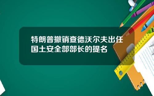 特朗普撤销查德沃尔夫出任国土安全部部长的提名