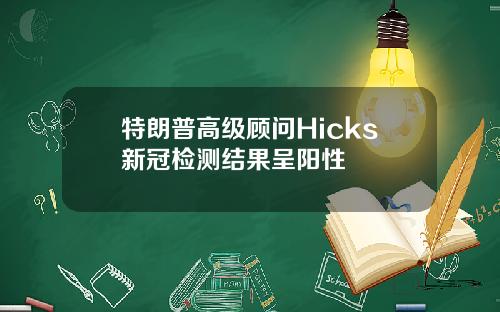 特朗普高级顾问Hicks新冠检测结果呈阳性