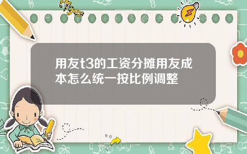 用友t3的工资分摊用友成本怎么统一按比例调整
