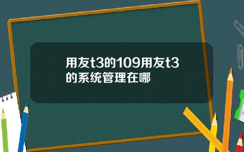 用友t3的109用友t3的系统管理在哪