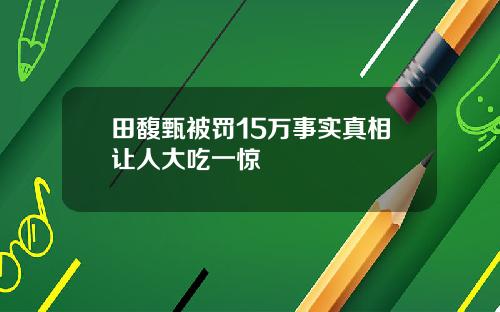 田馥甄被罚15万事实真相让人大吃一惊