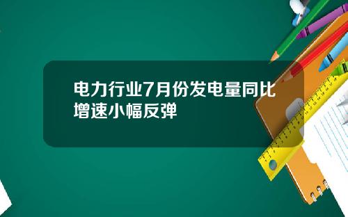 电力行业7月份发电量同比增速小幅反弹