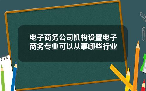 电子商务公司机构设置电子商务专业可以从事哪些行业