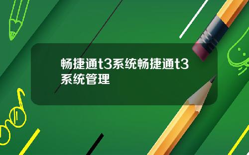 畅捷通t3系统畅捷通t3系统管理