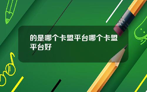 的是哪个卡盟平台哪个卡盟平台好