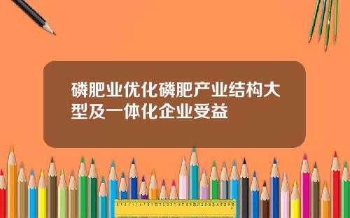 磷肥业优化磷肥产业结构大型及一体化企业受益