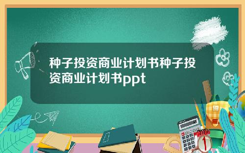 种子投资商业计划书种子投资商业计划书ppt