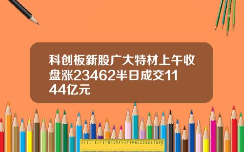 科创板新股广大特材上午收盘涨23462半日成交1144亿元